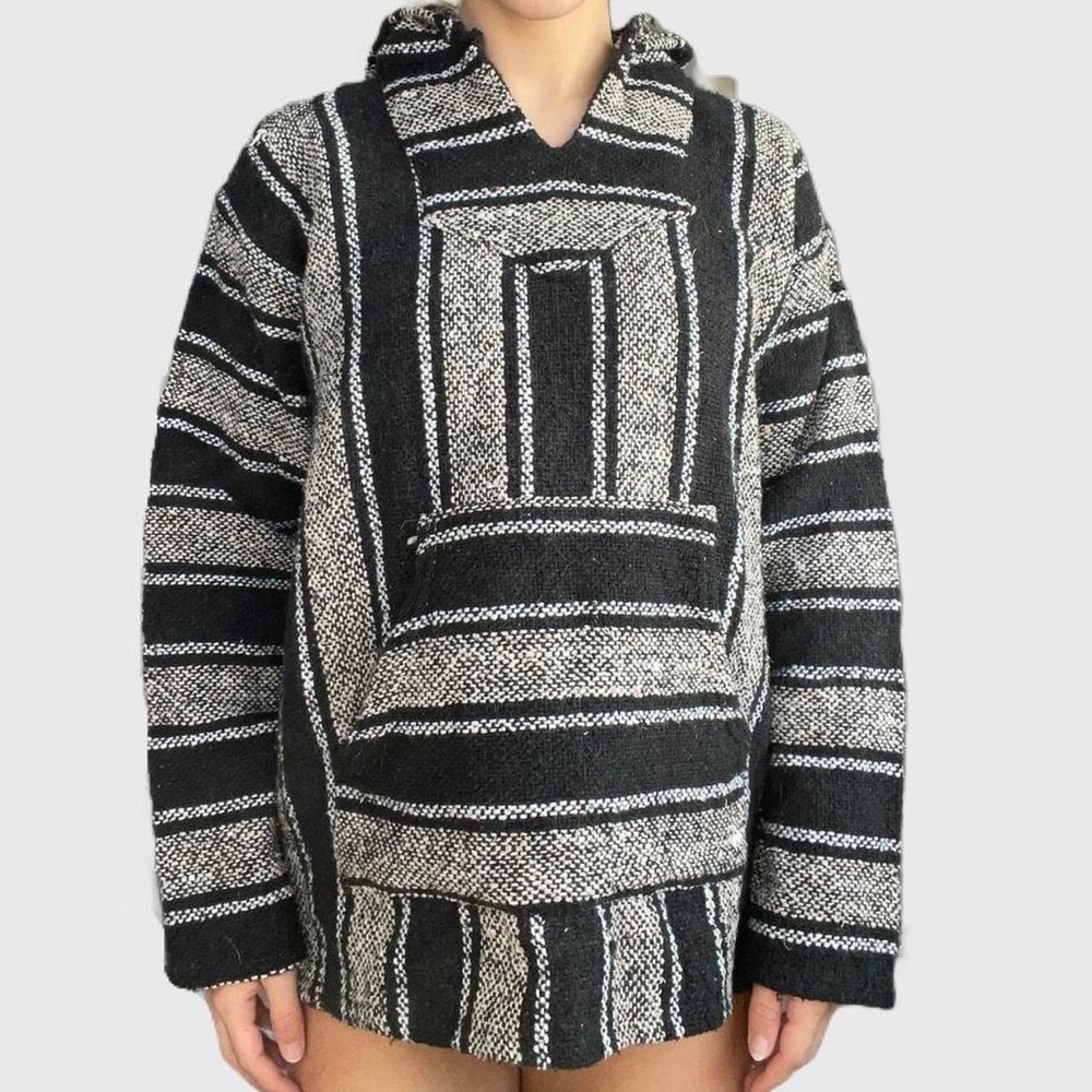 Vintage Brown and Black Oversized Hooded Baja Sweatshirt